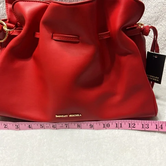 Red and gold badgly Mishka bumpling Handbag - Picture 10 of 14